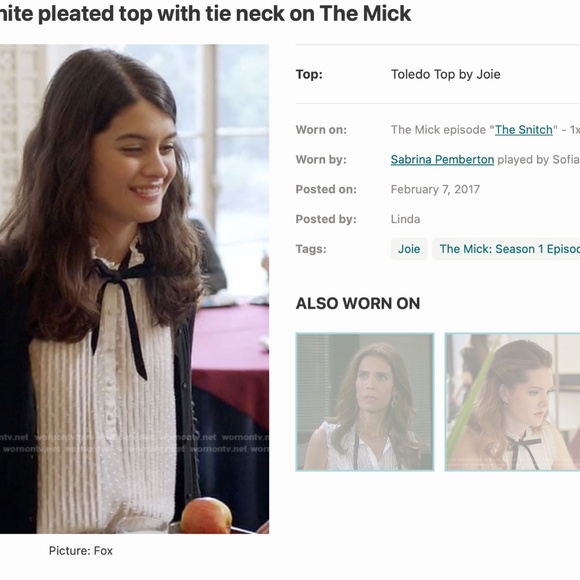 Joie Toledo  Blouse; Sleeveless with Ruffles, Swiss Dots and Contrasting Bow - Picture 6 of 9